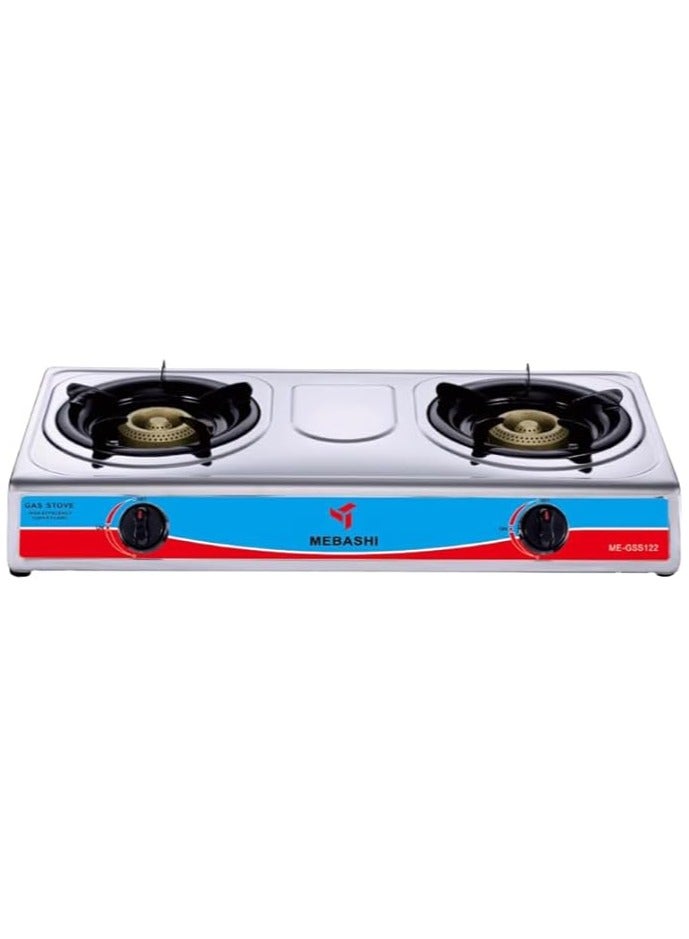 MEBASHI Stainless Steel Two Burner Gas Stove with Automatic Ignition Switch(ME-GSS122)