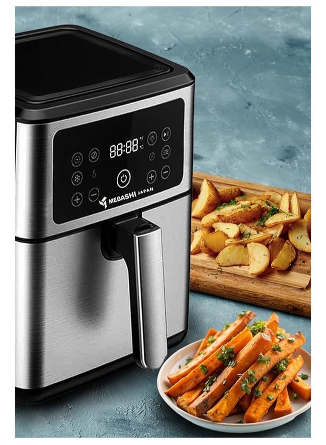 Mebashi 5.5L Air Fryer, Touch Screen, 3 Fan Speeds, Ceramic Coating, Black Steel (ME-AF981s)(1550-1850W)