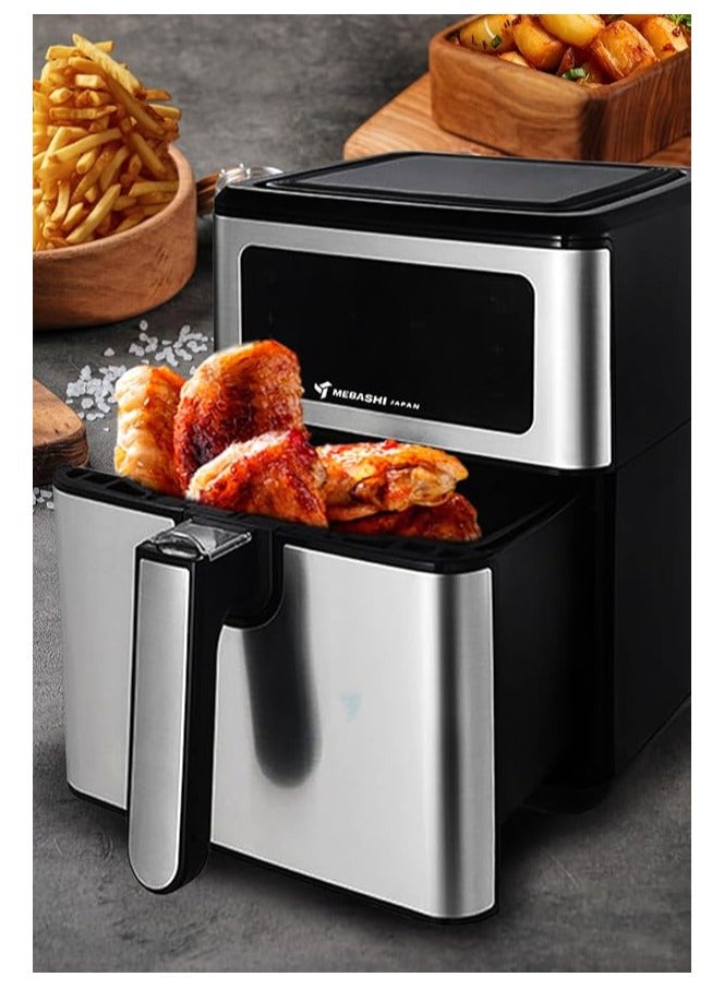 Mebashi 5.5L Air Fryer, Touch Screen, 3 Fan Speeds, Ceramic Coating, Black Steel (ME-AF981s)(1550-1850W)