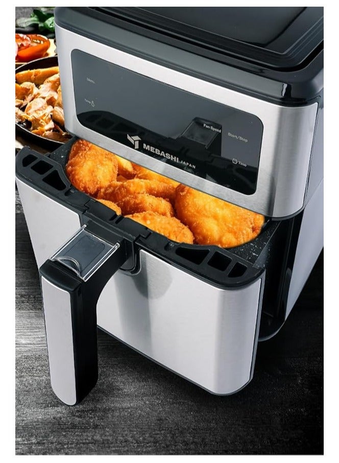 Mebashi 5.5L Air Fryer, Touch Screen, 3 Fan Speeds, Ceramic Coating, Black Steel (ME-AF981s)(1550-1850W)