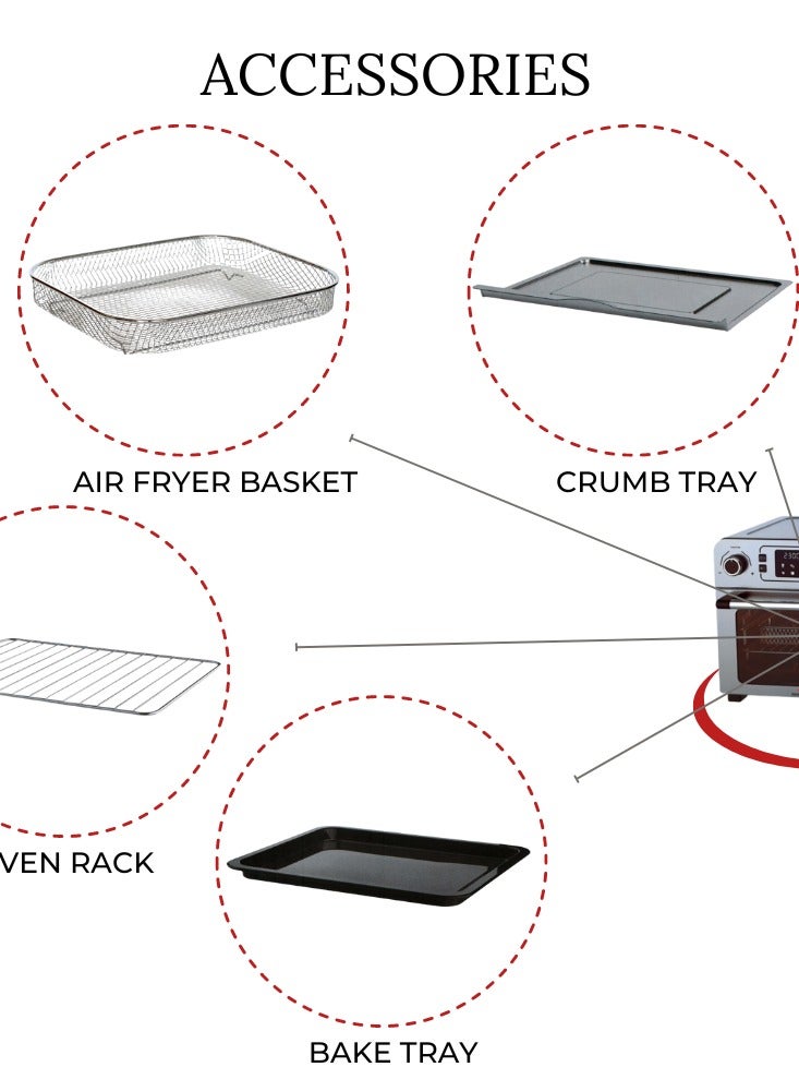 MEBASHI Air Fryer Oven (VDE) with LED Display, 1700W 23L Capacity, Touch Button Control, 10 Pre-Set Programs (ME-AFO995)