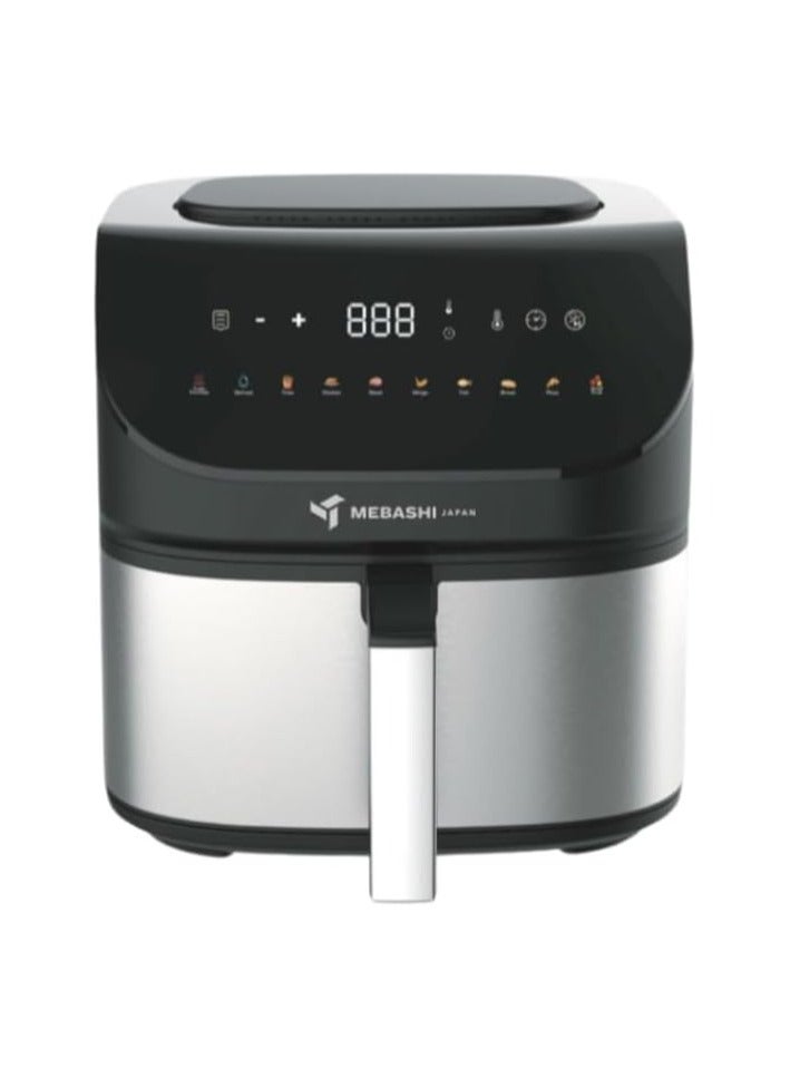 Mebashi 7L Air Fryer,Digital Touch Screen Cooking Machine, 360 Heat Circulation, Stainless Steel Drawer (ME-AF652)(1500W)