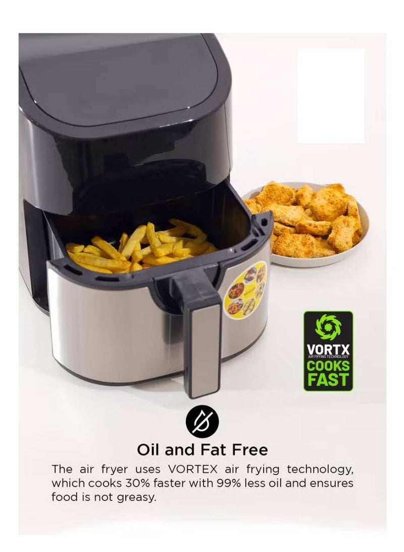 Digital Air Fryer With Sensor Touch Control Panel, Oil & Fat Free, LED Display, Hot Circulation Technology 4.5 L 1600 W KNAF6227N Silver/Black