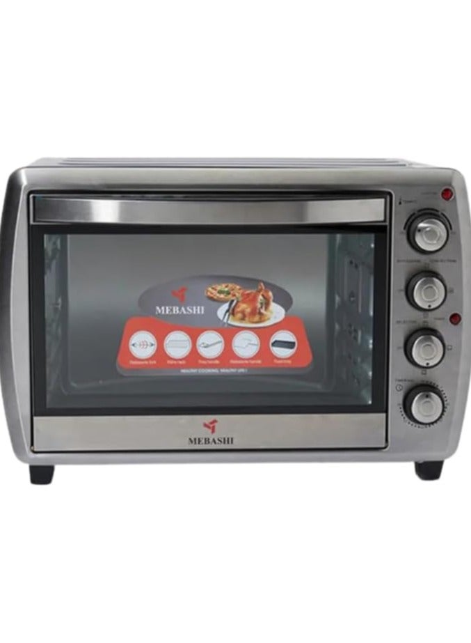 MEBASHI 45L Electric Oven Toaster, Black, Rotisserie, Convection, 4 Heating Elements, 100-250°C Adjustable Temperature, 60 Minute Timer (ME-EOV4502KR)(1500W)