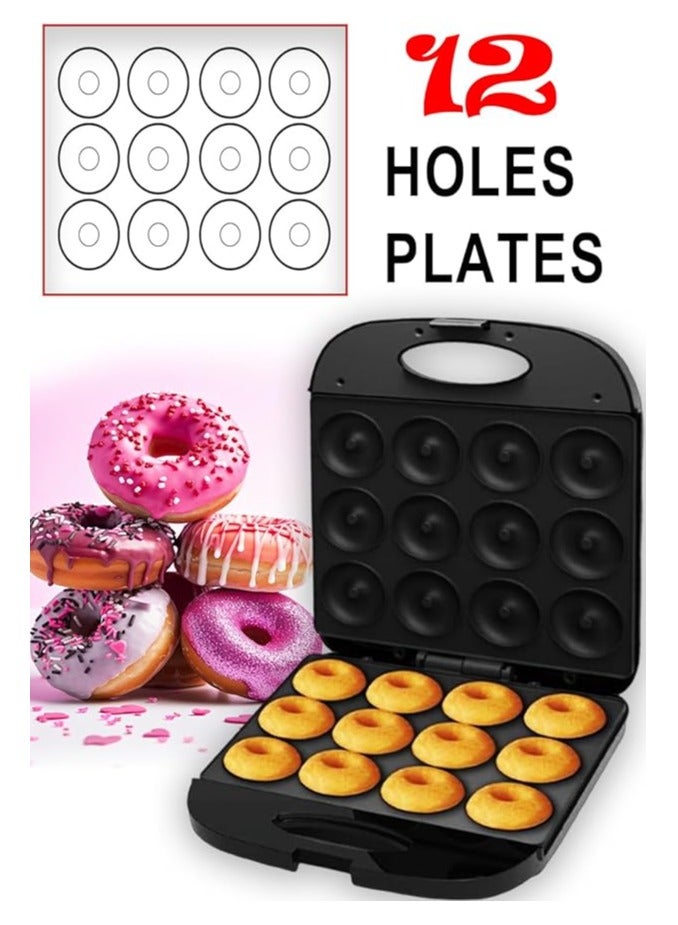 MEBASHI Donut Maker, 12 Pcs, 4 Slices, Black Steel, Non-Stick Coating(ME-DOM197B4)(1400W)