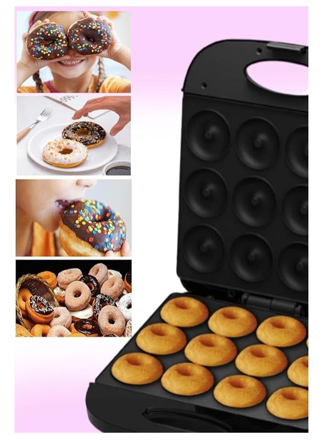 MEBASHI Donut Maker, 12 Pcs, 4 Slices, Black Steel, Non-Stick Coating(ME-DOM197B4)(1400W)