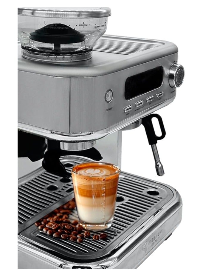 MEBASHI Commercial Coffee Machine with CF Grinder, 2.3L Capacity, 15 Bar Pressure, Stainless Steel (ME-CCM2052)(1770W)