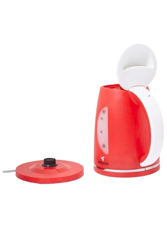 MEBASHI Electric Kettle | 1.7L Red Kettle with Auto Lid-Opening, (1850-2200W) Dual Water Gauge & Heat Plate Indicator (ME-KT1107PR)