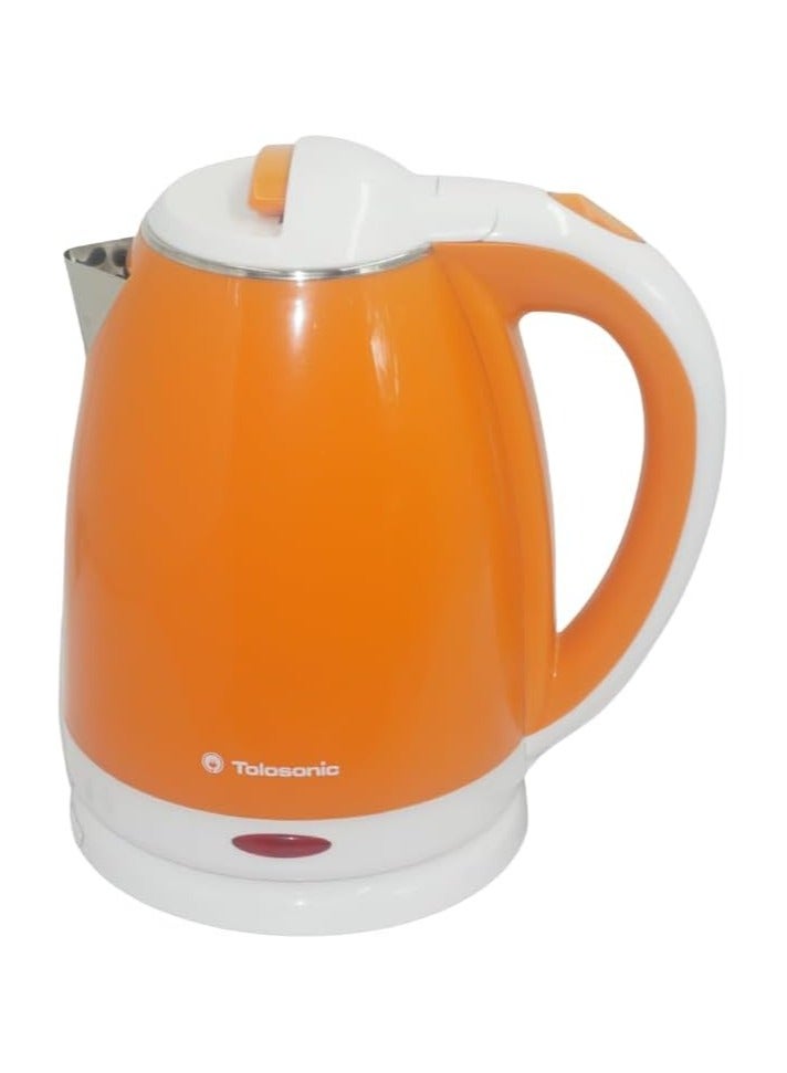 TOLOSONIC Electric Kettle | 1.8L Orange Kettle with 360° Turnable Base, Auto Shut-Off & Boil-Dry Protection (TS-KT1003) (1500-2200W)