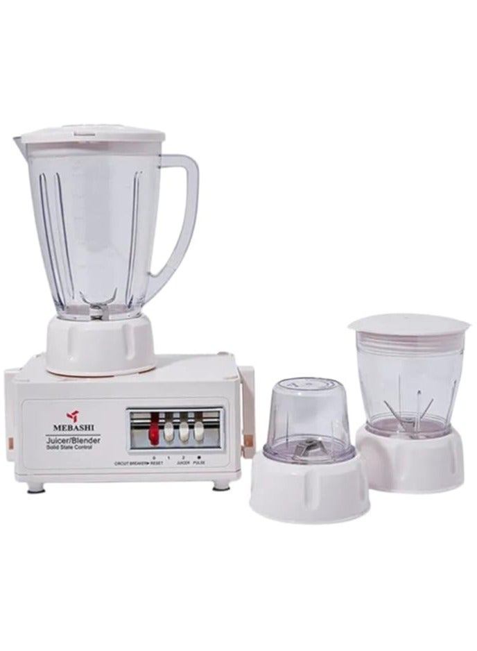 MEBASHI 4-in-1 Juicer Blender, 1.6L Capacity, White, 2 Speeds,(400W) Pulse Button(ME-JB2003W)