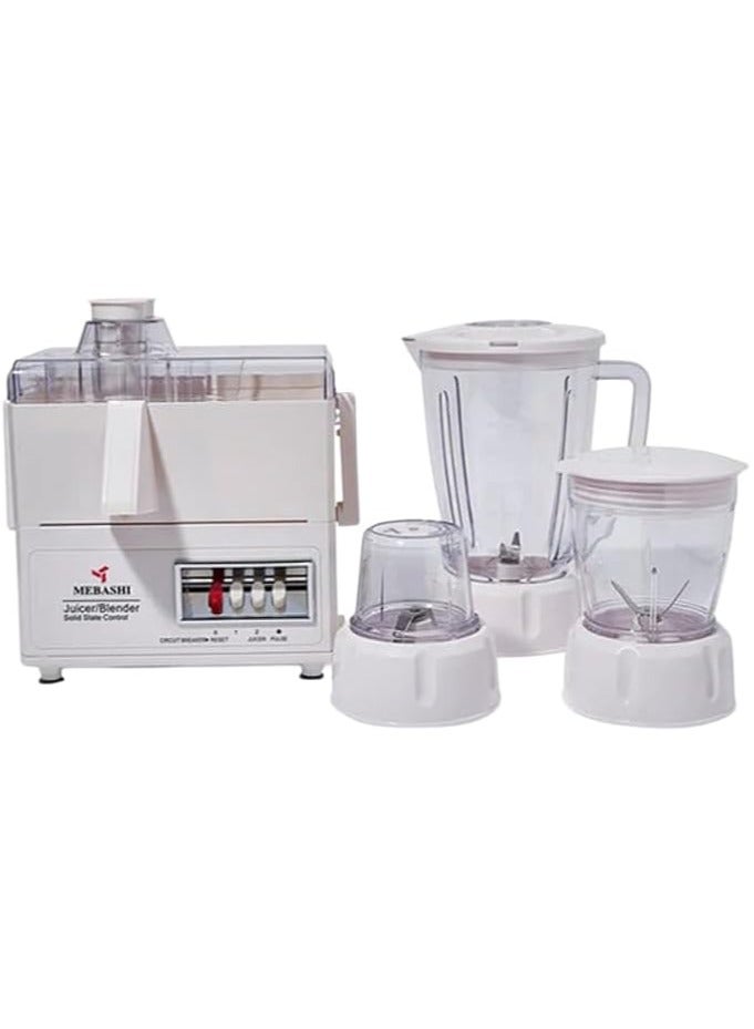 MEBASHI 4-in-1 Juicer Blender, 1.6L Capacity, White, 2 Speeds,(400W) Pulse Button(ME-JB2003W)