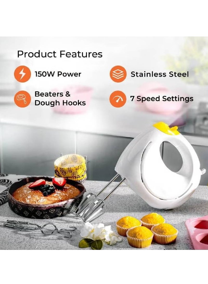 Professional Electric Handheld Food Collection Hand Mixer For Baking 7 Speed Function 150W Hand Mixer