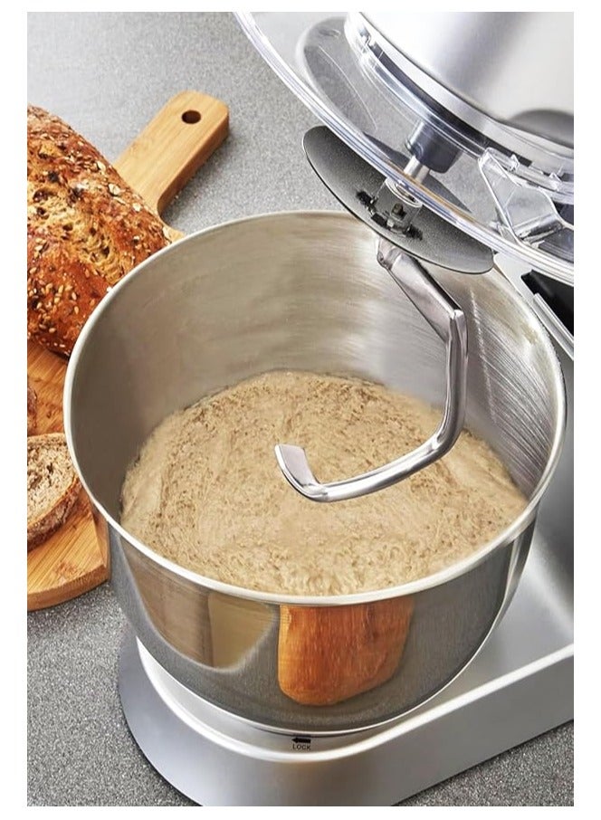 MEBASHI 12 Litre Stainless Steel Bowl Mixer, 6 Speed Control with Pulse, Accessories (ME-SBM1114) (Cilver)
