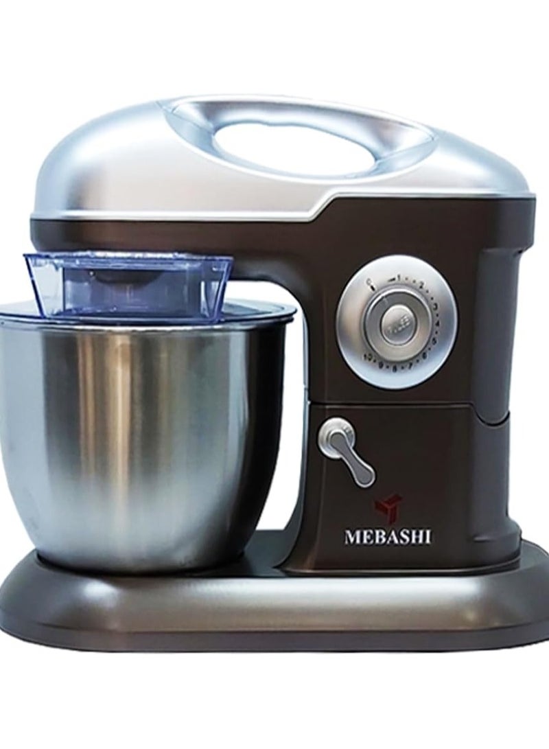 MEBASHI Stand Bowl Mixer, 7 L Capacity, Black, 10 Speeds, Stainless Steel Bowl (ME-SBM1113) (Grey)