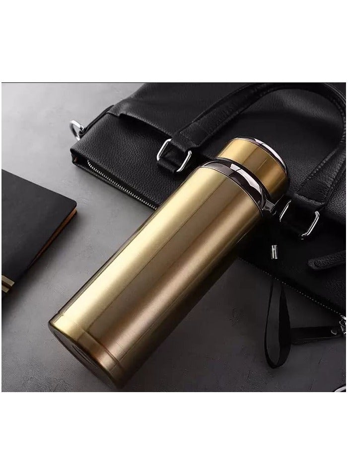 Smart Stainless Steel Water Bottle with LED Temperature Display, Leakproof, 500ml/17oz, Hot/Cold 12Hrs, for Home & Outdoor, Golden