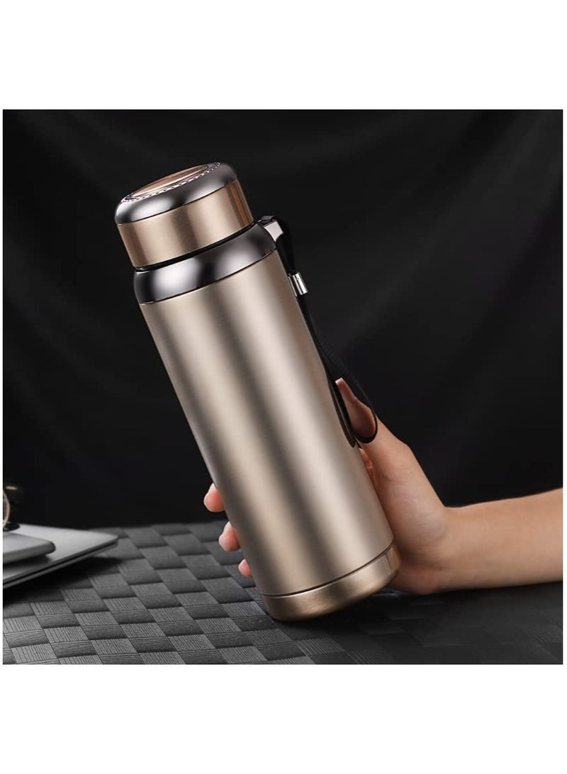 Smart Stainless Steel Water Bottle with LED Temperature Display, Leakproof, 500ml/17oz, Hot/Cold 12Hrs, for Home & Outdoor, Golden