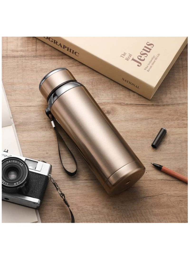 Smart Stainless Steel Water Bottle with LED Temperature Display, Leakproof, 500ml/17oz, Hot/Cold 12Hrs, for Home & Outdoor, Golden