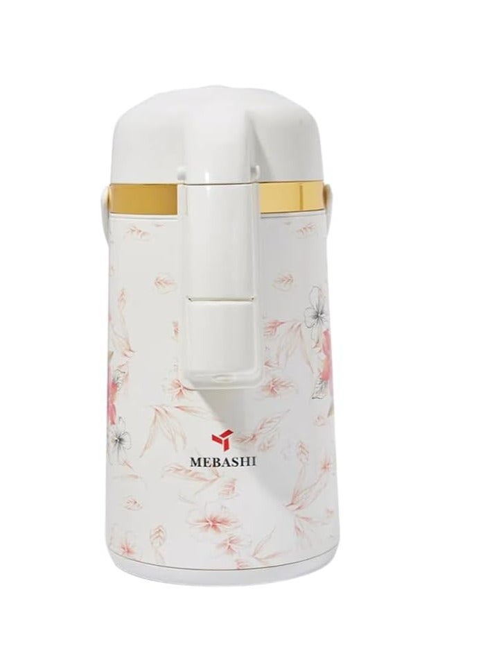 MEBASHI 3L Vacuum Flask with Push-Button Lock and Pump Action - Plastic White(ME-HXC3000F)