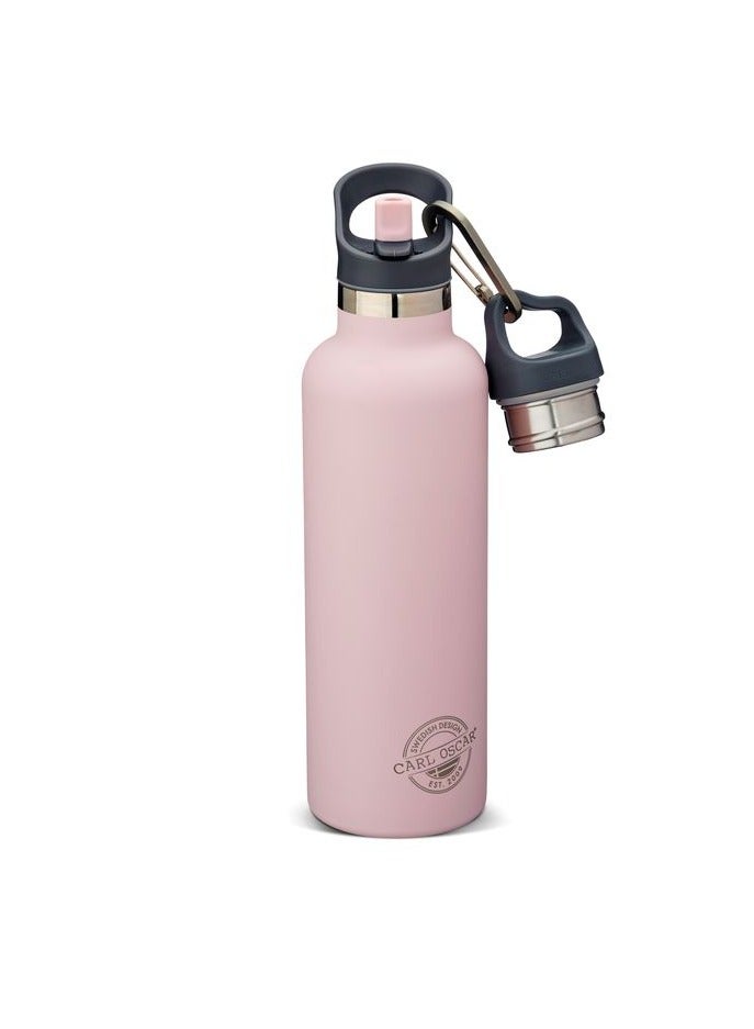 Carl Oscar TEMPflask  Insulated Beverage Flask, Stainless Steel, Leak-Proof Design, Keeps Drinks Hot or Cold, 0.7 L - Pink