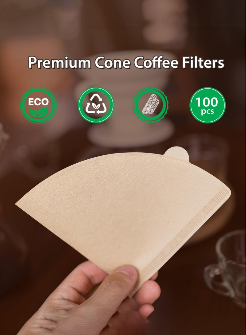 Coffee Filters V60 Cone Paper White 100pcs Coffee Filters Unbleached Paper Filters Compatible with Pour Over Drippers 2-4 Cups Size 02 Coffee Filters v60 (1-4 Cups 02, 100)