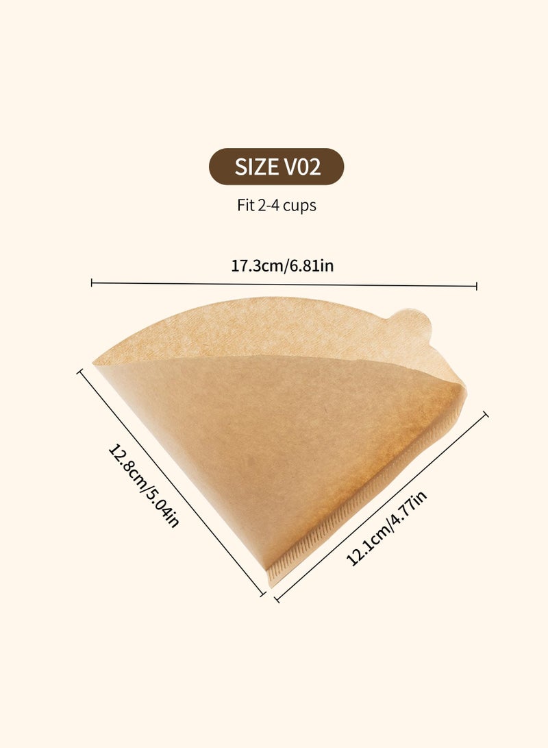 Coffee Filters V60 Cone Paper White 100pcs Coffee Filters Unbleached Paper Filters Compatible with Pour Over Drippers 2-4 Cups Size 02 Coffee Filters v60 (1-4 Cups 02, 100)