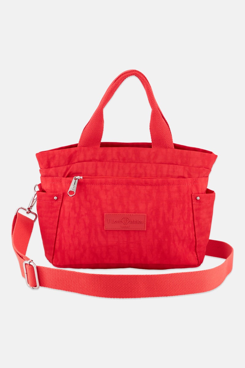 Women Brand Logo Cross Body Bag 20 H x 34 L x 5 W cm, Red