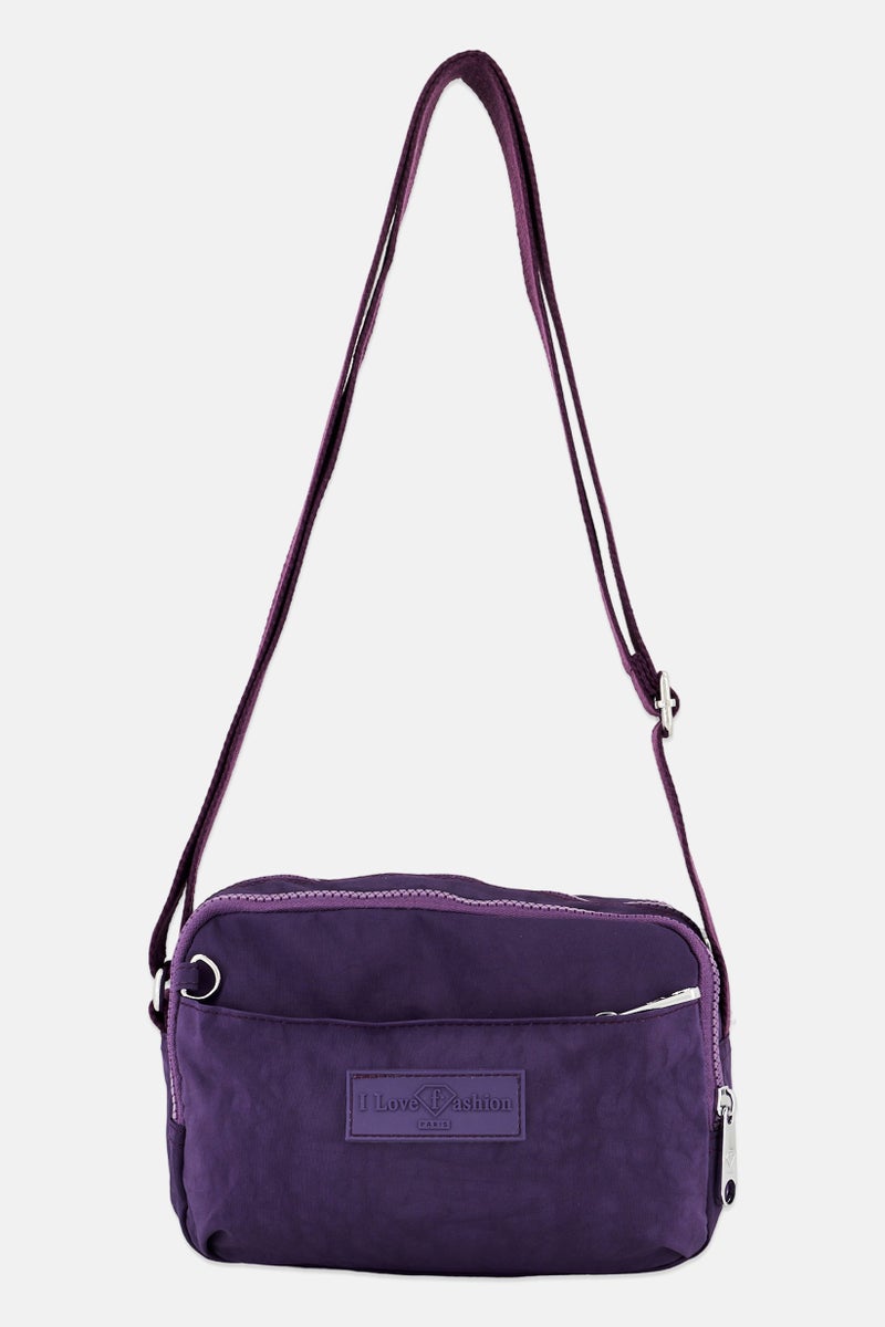 Women Brand Logo Cross Body Bag 15 H x 22 L x 9 W cm, Purple