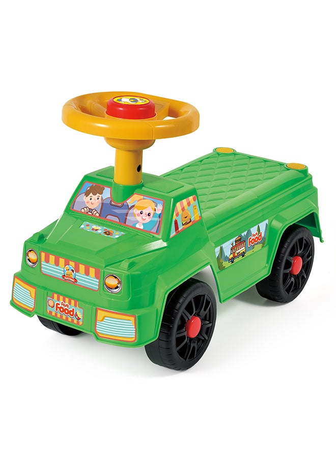 Burger Cart Ride-On Car for Kids – Fun Burger Cart Design with Interactive Sounds & Lights, Safe & Durable, Push Ride-On Toy for Toddlers Aged 1-3 Years| Green