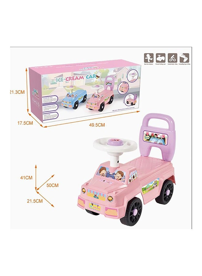 Ice Cream Truck Ride-On Car for Kids – Fun Ice Cream Truck Design with Interactive Sounds & Lights, Safe & Durable, Push Ride-On Toy for Toddlers Aged 1-3 Years| Pink