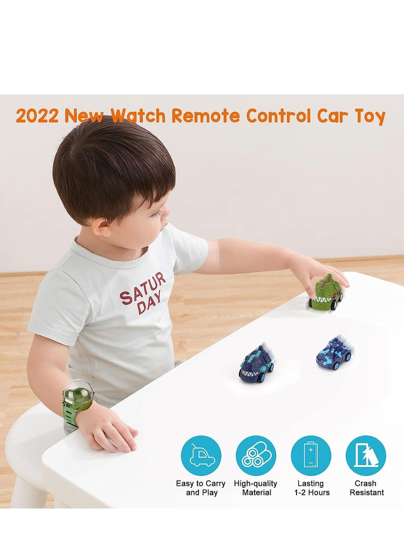 Watch Remote Control Car Toy, 2022 New Mini Remote Control Car Watch Toys, 2.4 GHz Cartoon RC Watch Racing Car, USB Charging Remote Control Car, Watch RC Car for Boys Girls Birthday Gift, Green