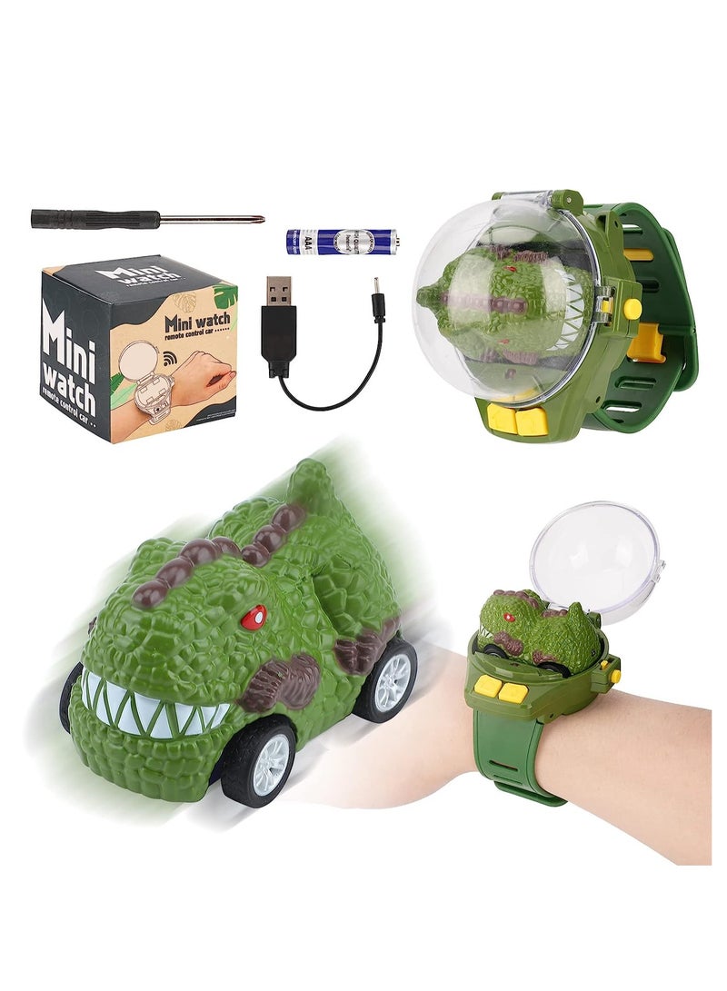 Watch Remote Control Car Toy, 2022 New Mini Remote Control Car Watch Toys, 2.4 GHz Cartoon RC Watch Racing Car, USB Charging Remote Control Car, Watch RC Car for Boys Girls Birthday Gift, Green