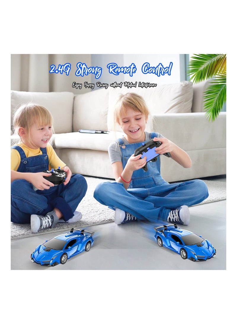 2in1 Remote Control Transforming Car Toy for Kids Ages 5 to 12 Blue Racing Robot Perfect Gift for Boys and Girls