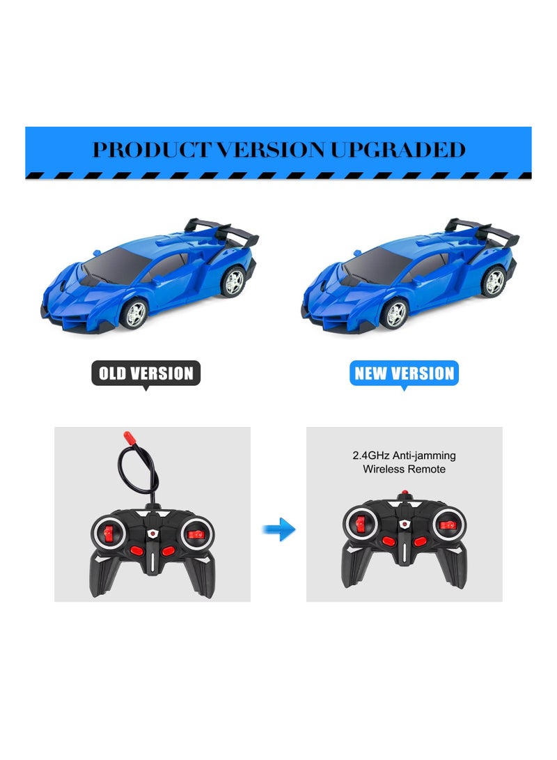 2in1 Remote Control Transforming Car Toy for Kids Ages 5 to 12 Blue Racing Robot Perfect Gift for Boys and Girls