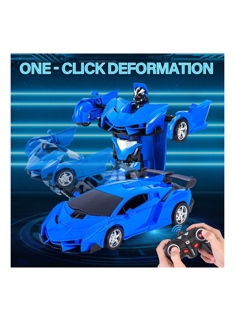 2in1 Remote Control Transforming Car Toy for Kids Ages 5 to 12 Blue Racing Robot Perfect Gift for Boys and Girls