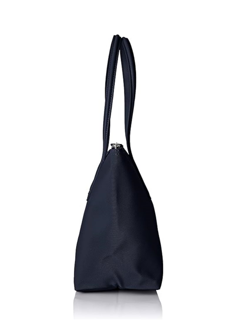 Women's L12.12 Concept Fashion Versatile Large Capacity Zipper Handbag Tote Bag Shoulder Bag Medium Dark Blue