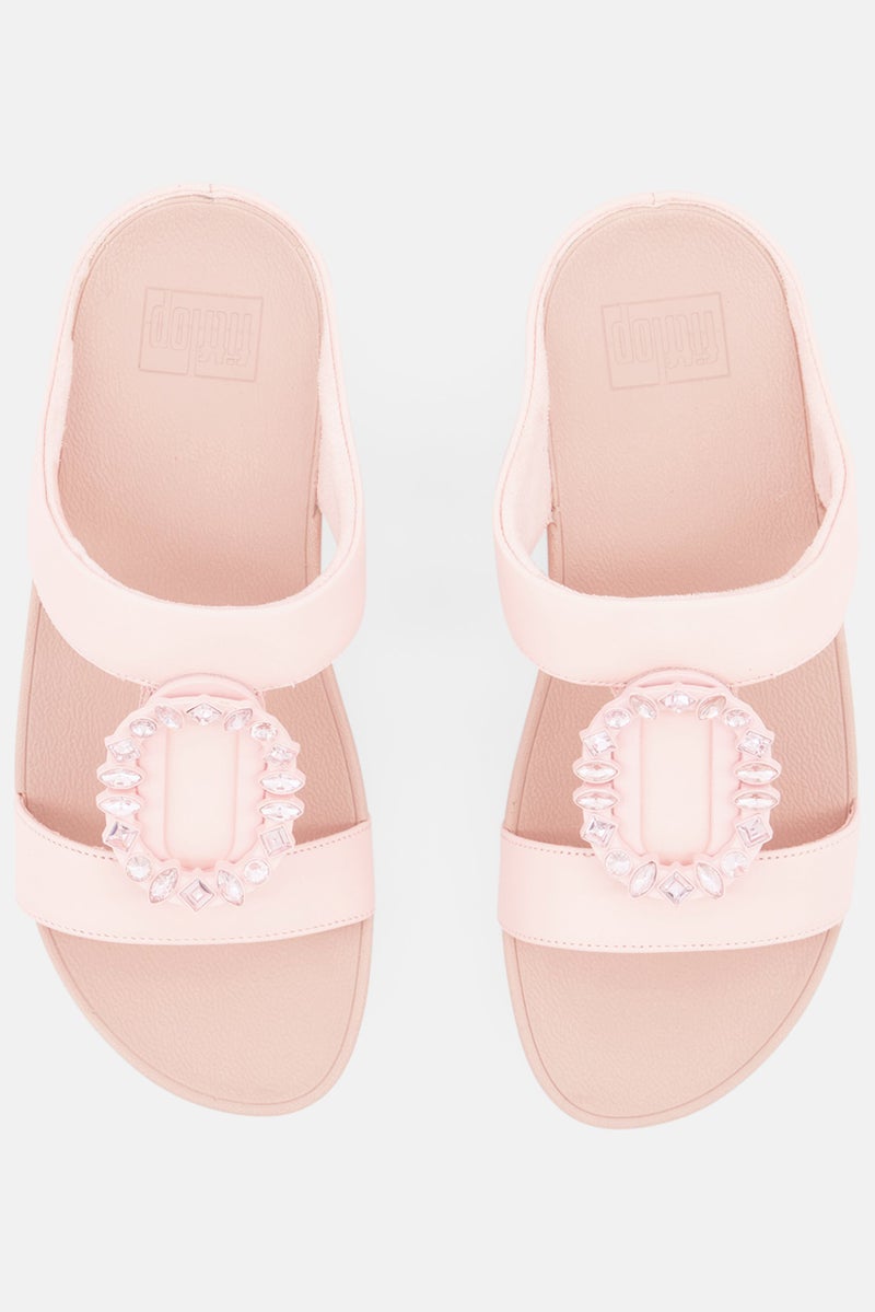 Women Slip On Crystal-Circlet Sandals, Pink