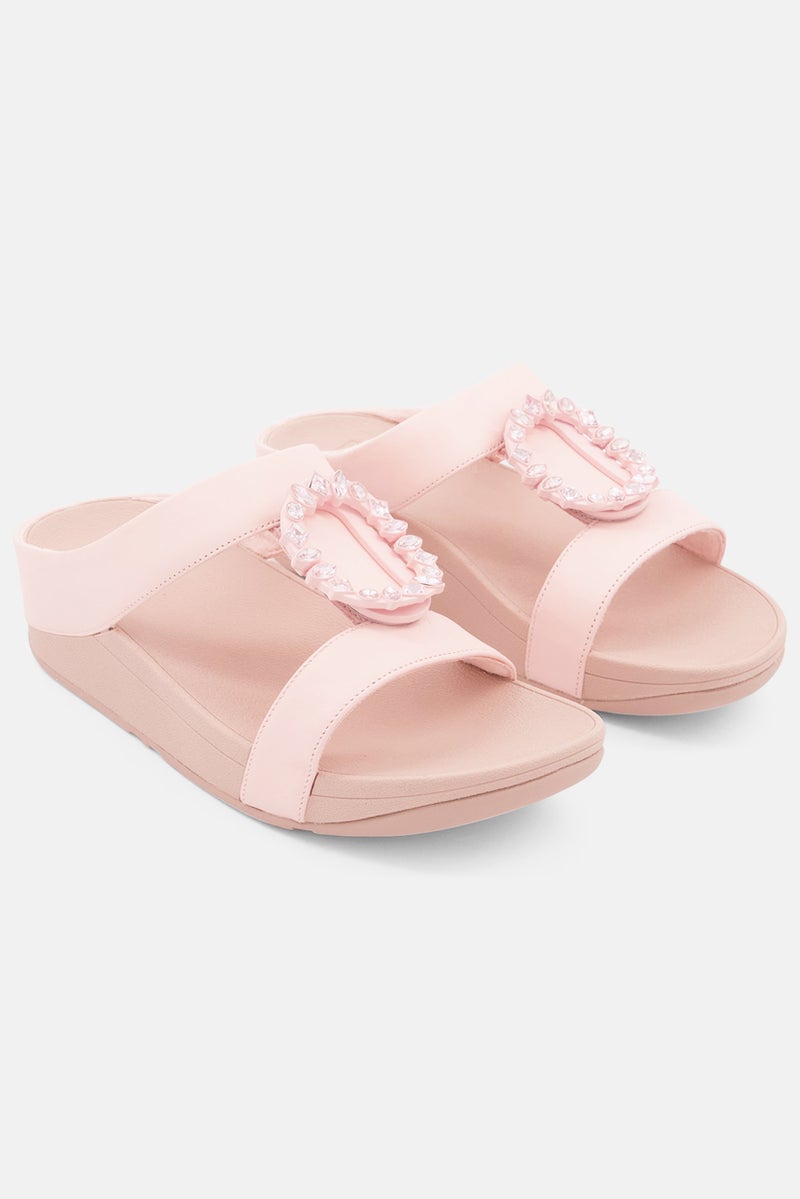 Women Slip On Crystal-Circlet Sandals, Pink