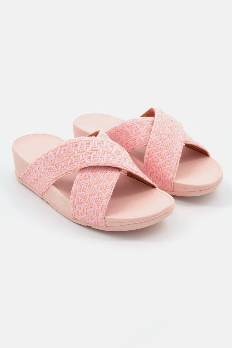 Women Lulu Geo Webbing Slip On Sandals, Pink