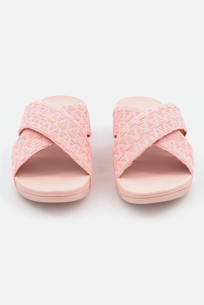 Women Lulu Geo Webbing Slip On Sandals, Pink