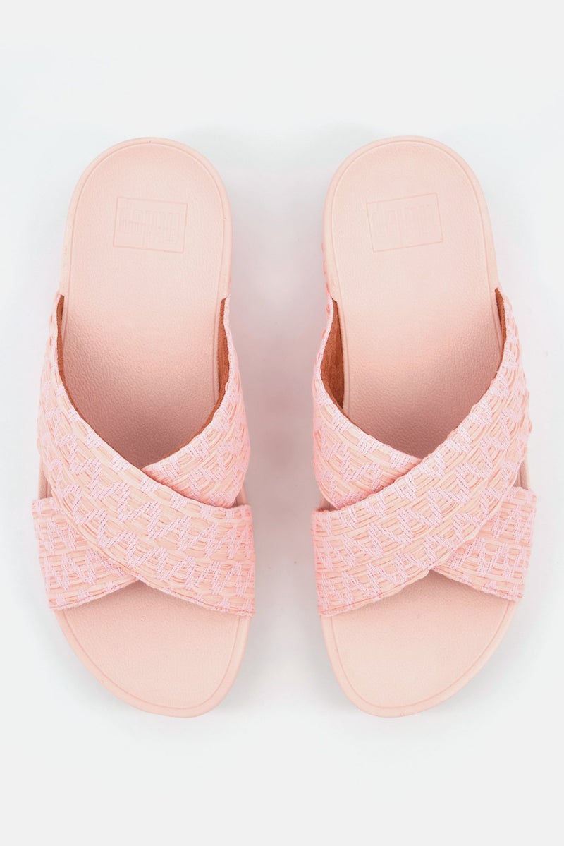 Women Lulu Geo Webbing Slip On Sandals, Pink