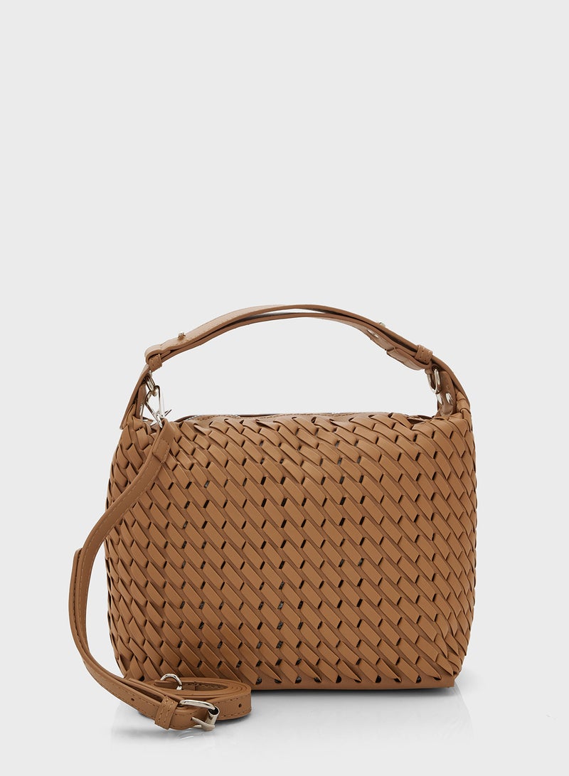 Weave Detail Shoulder Bag