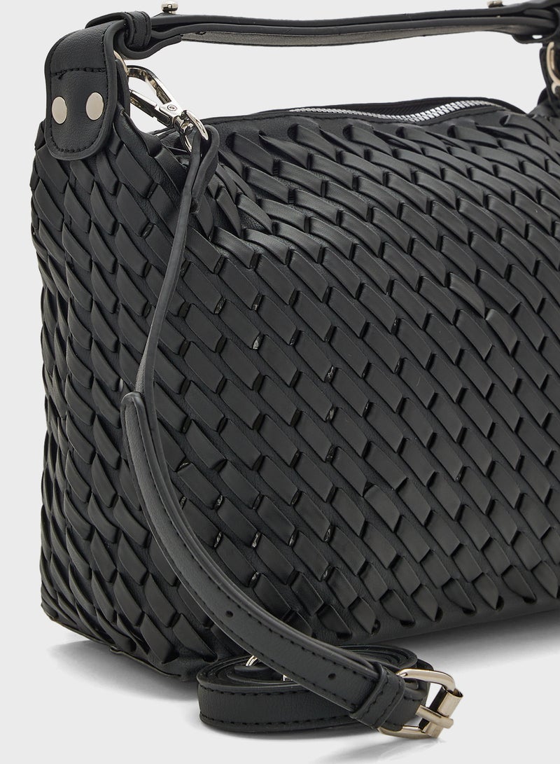 Weave Detail Shoulder Bag