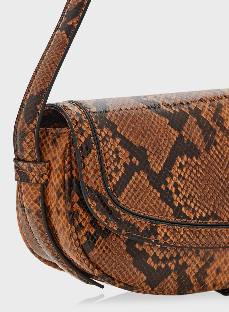 Snake Print Shoulder Bag