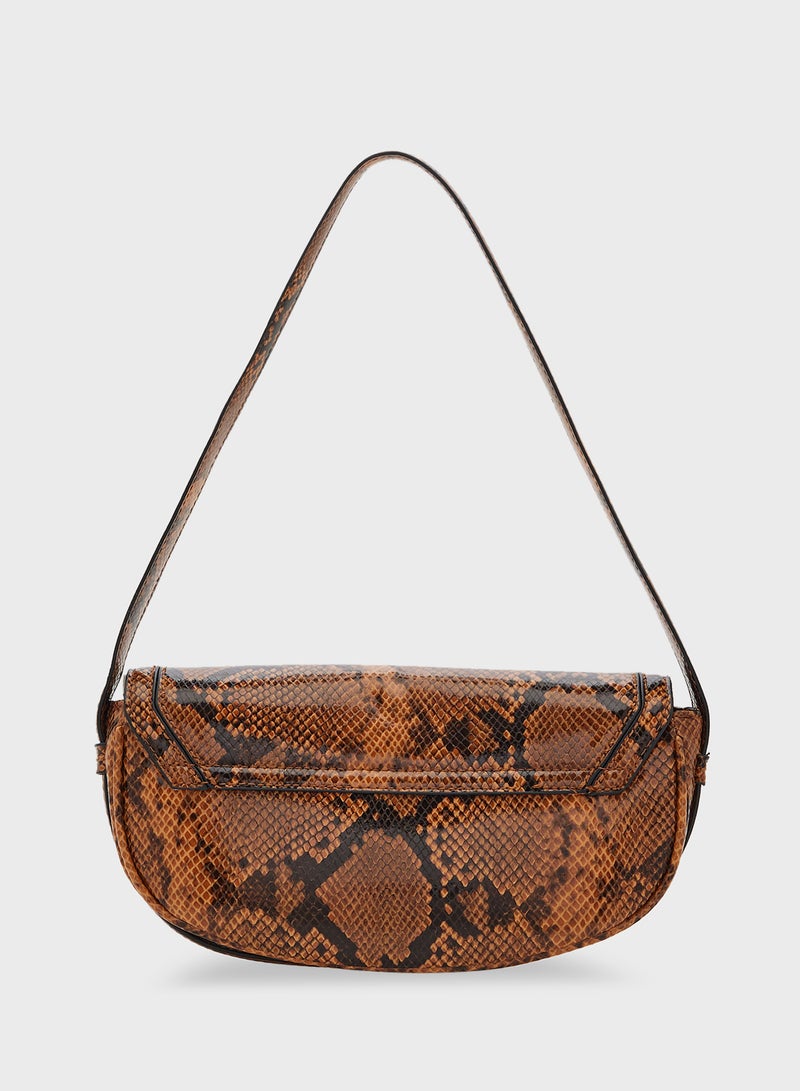 Snake Print Shoulder Bag