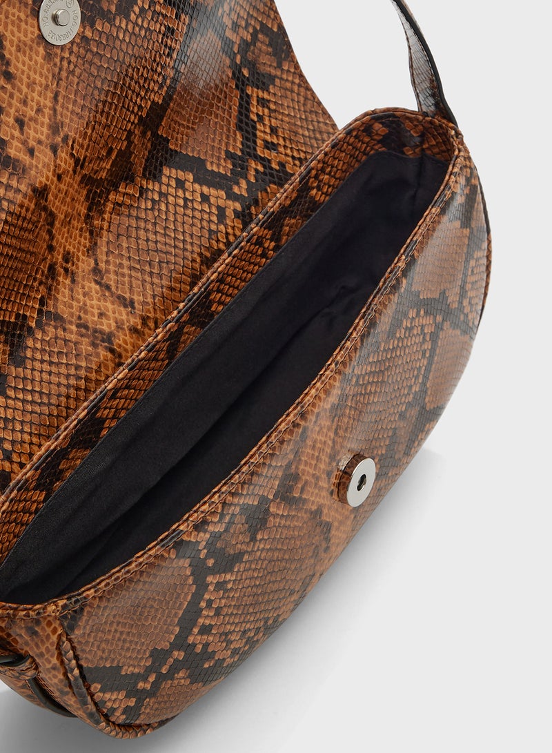 Snake Print Shoulder Bag