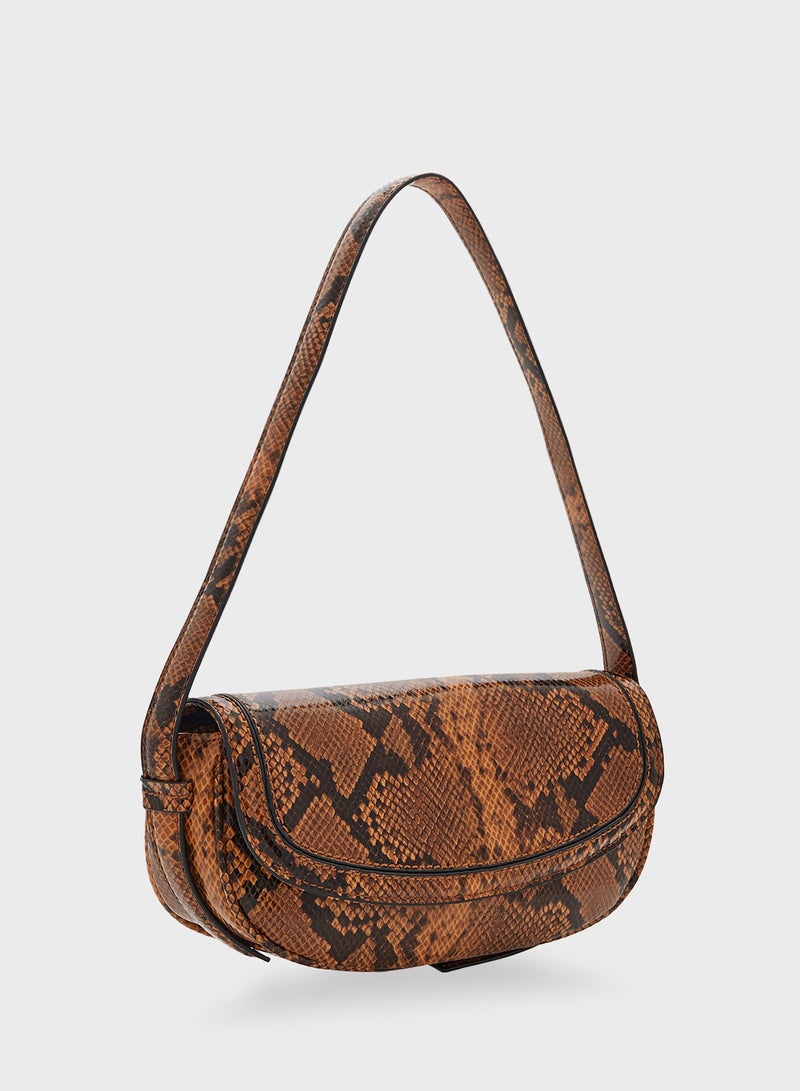 Snake Print Shoulder Bag