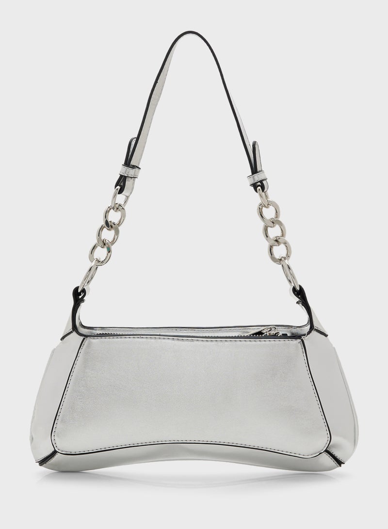 Chain Detail Slim Shoulder Bag