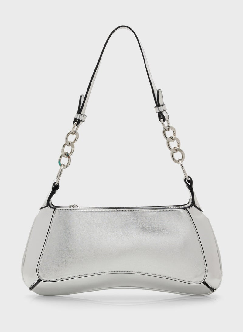 Chain Detail Slim Shoulder Bag