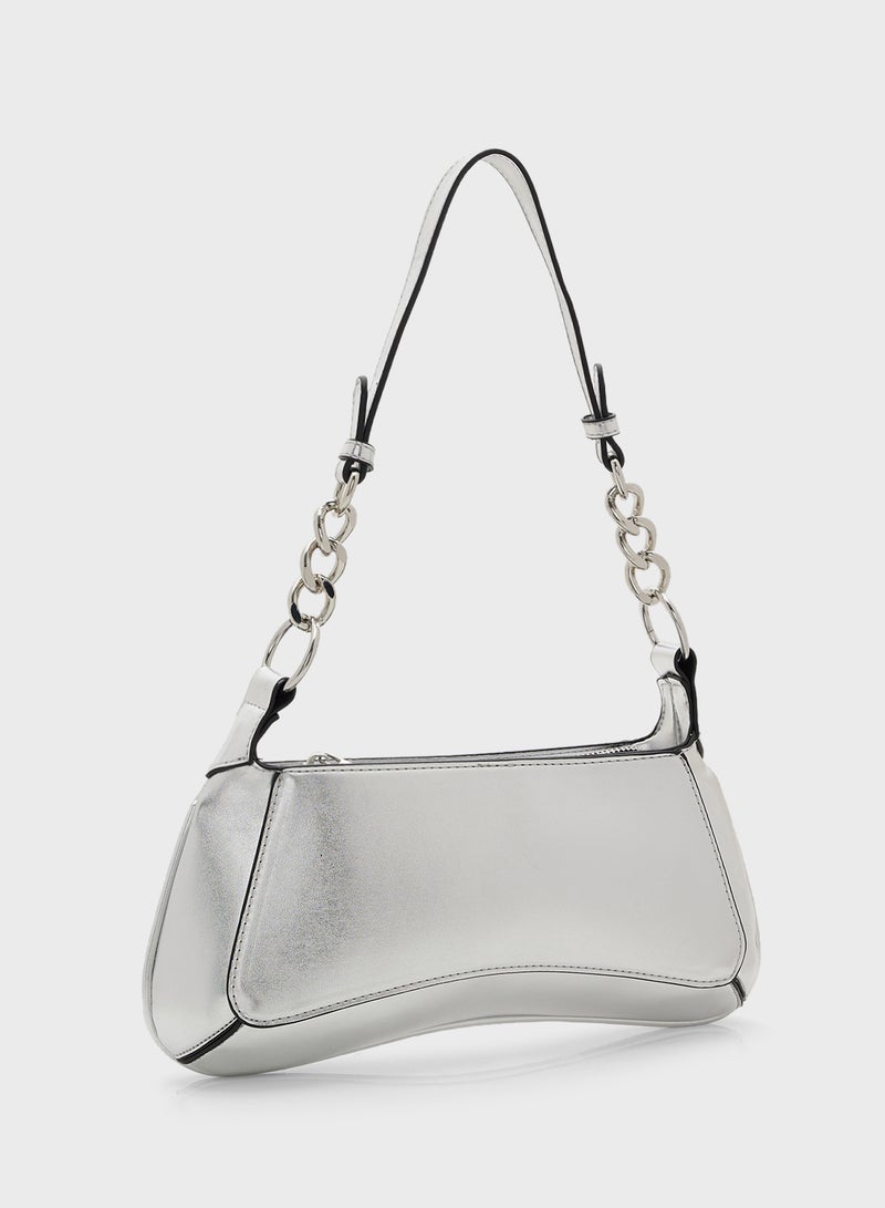 Chain Detail Slim Shoulder Bag