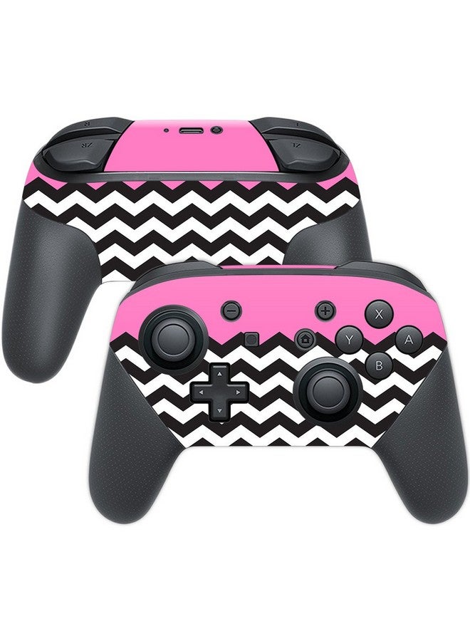 Mightyskins Skin Compatible With Nintendo Switch Pro Controller Pink Chevron | Protective, Durable, And Unique Vinyl Decal Wrap Cover | Easy To Apply, Remove, And Change Styles | Made In The Usa